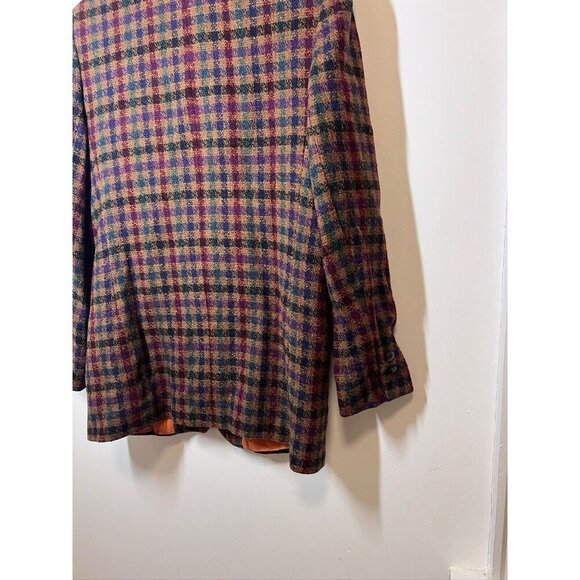 VTG Giorgio Sant'Angelo Plaid Wool Blazer Preppy Equestrian - Picture 11 of 12